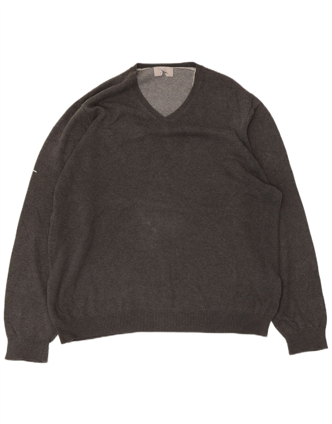 Marks & Spencer Herren-Pullover mit V-Ausschnitt, XL, graue Baumwolle