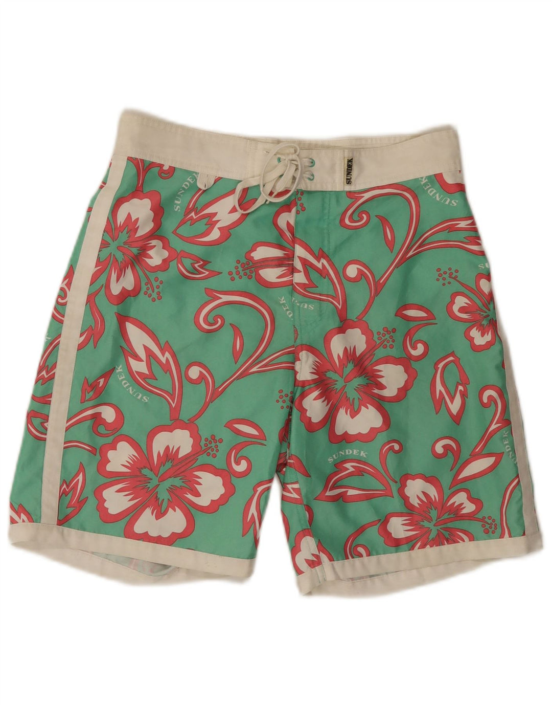Sundek Herren-Badeshorts, klein, grün, geblümt, Polyester