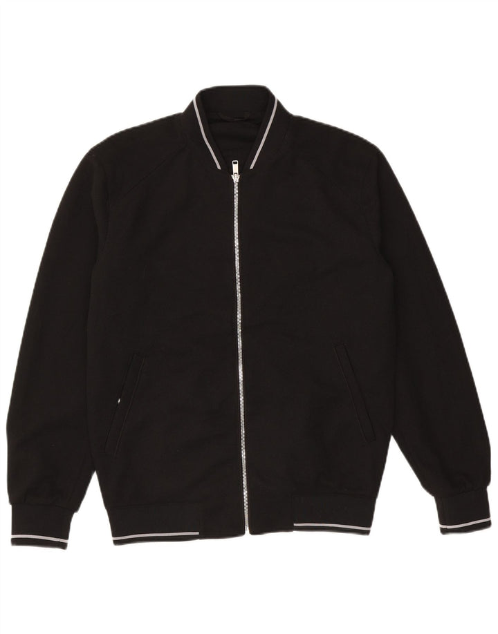 Zara Herren-Trainingsanzug-Top-Jacke aus mittelschwarzem Polyester