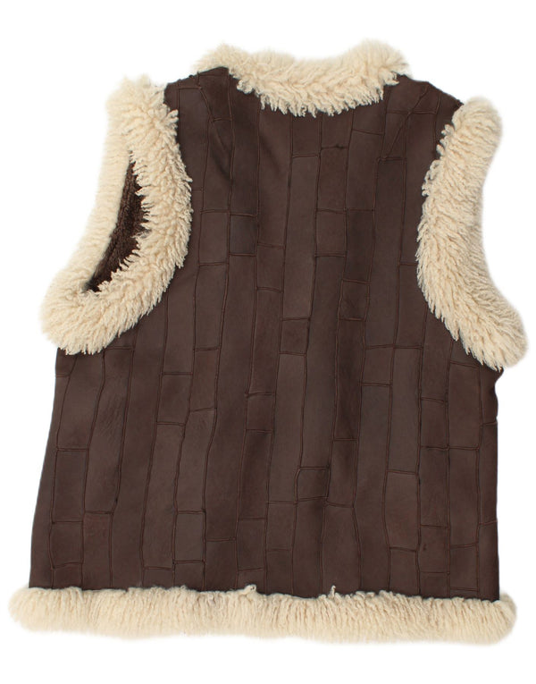 Vintage Damen Sherpa Lederweste EU 46 XL Braun
