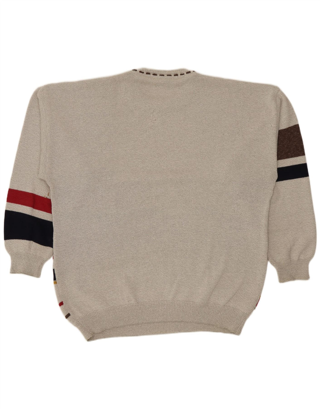 Conte Massimo Herren-Pullover mit Rundhalsausschnitt, 2XL, graue geometrische Baumwolle