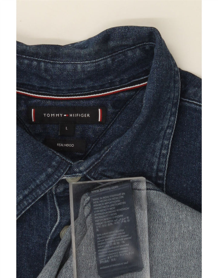 TOMMY HILFIGER Herren Indigo-Jeanshemd, große blaue Baumwolle