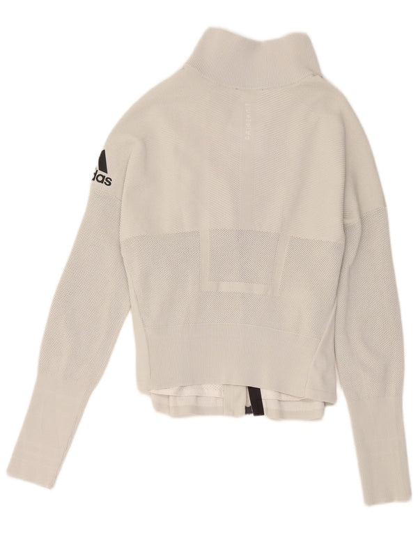 Adidas Damen Graphic Trainingsanzug Top Jacke UK 8/10 Small Weiß Polyester