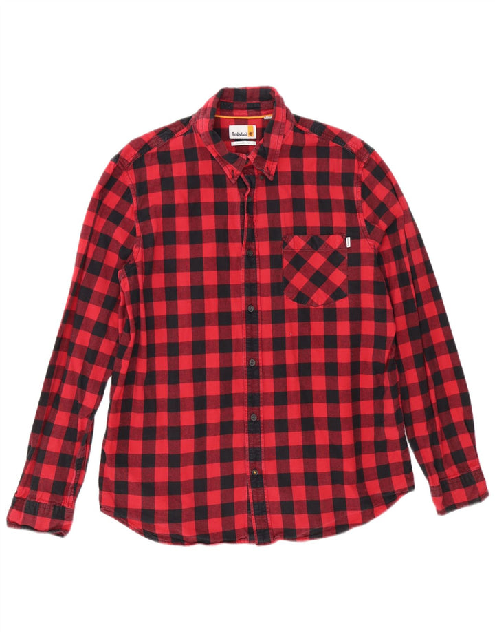 Timberland Mens Regular Fit Flannel Shirt XL Red Gingham Cotton