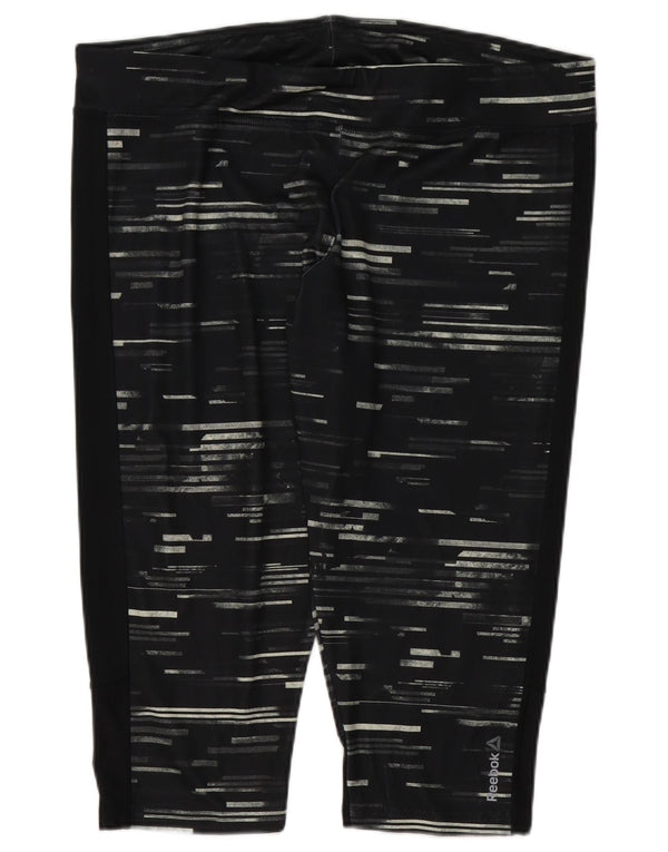 Reebok Damen Capri-Leggings UK 24/26 2XL Schwarz gestreift Polyester