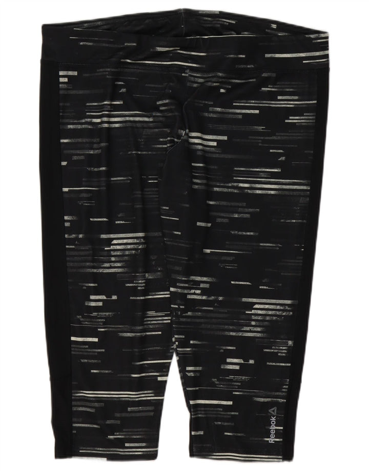 Reebok Damen Capri-Leggings UK 24/26 2XL Schwarz gestreift Polyester