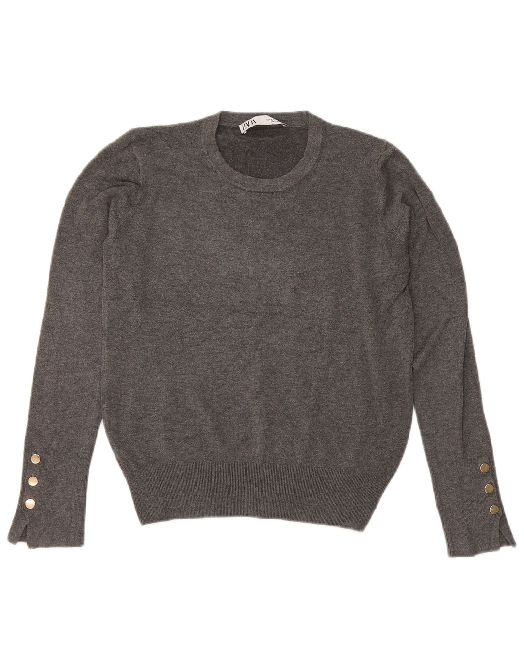 Zara Damen-Pullover mit Rundhalsausschnitt, Gr. 12, Mittelgrau