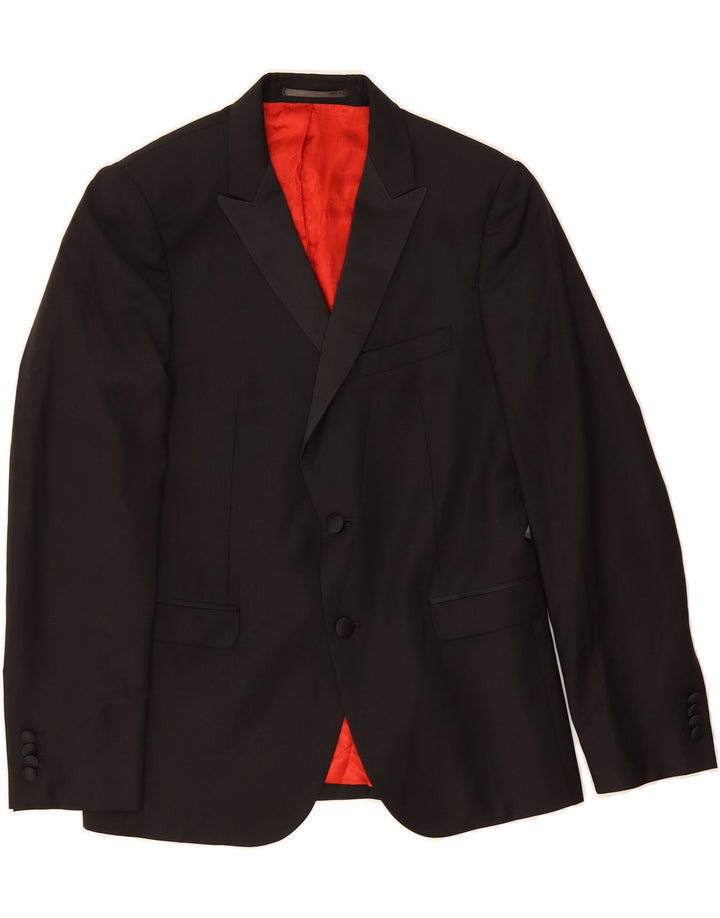 VINTAGE Mens 2 Button Blazer Jacket IT 48 Medium Black Wool Vintage Vintage and Second-Hand Vintage from Messina Hembry 
