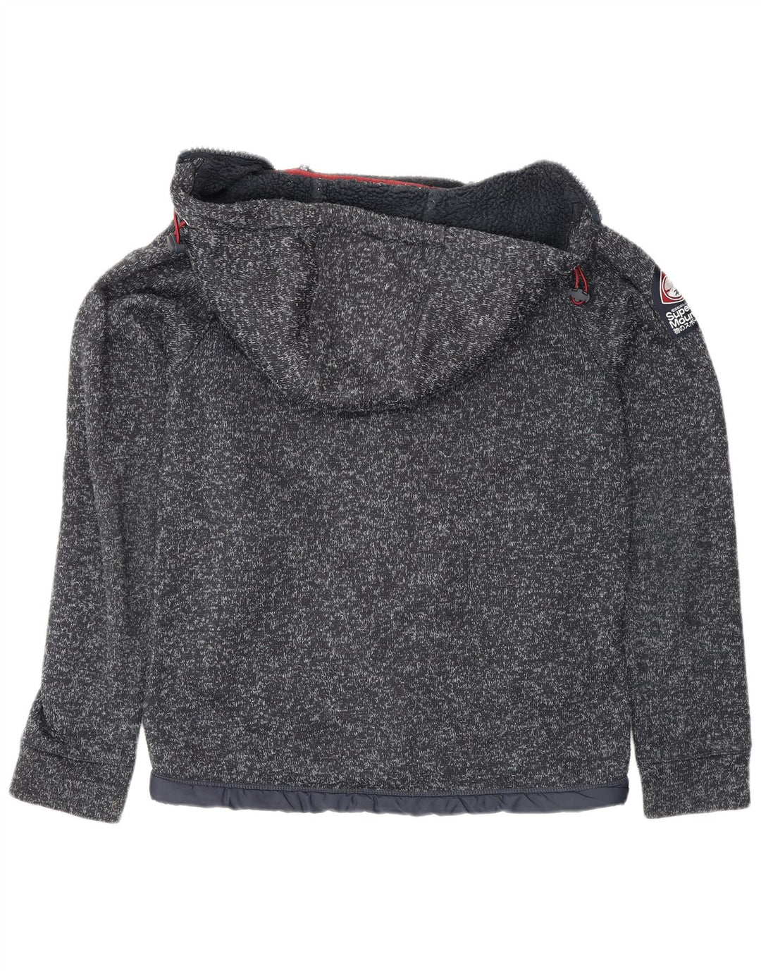 Superdry Herren-Kapuzenpullover mit Reißverschluss, UK 14, Mittelmarineblau geflecktes Polyester