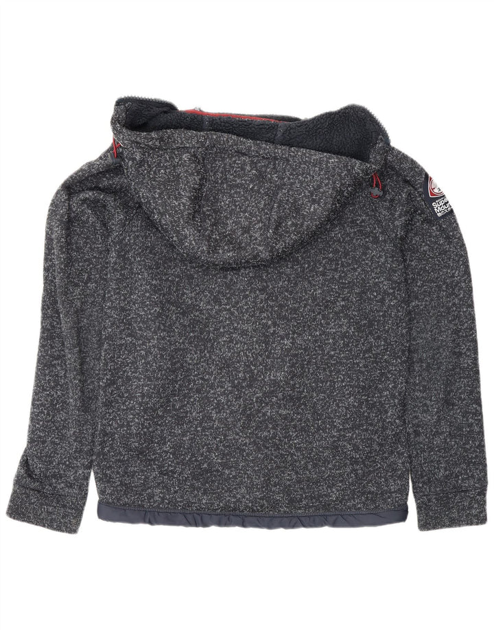 Superdry Herren-Kapuzenpullover mit Reißverschluss, UK 14, Mittelmarineblau geflecktes Polyester