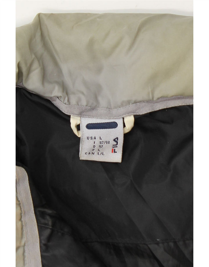 Fila Herren Wattierte Jacke UK 40 Large Schwarz Colourblock Nylon