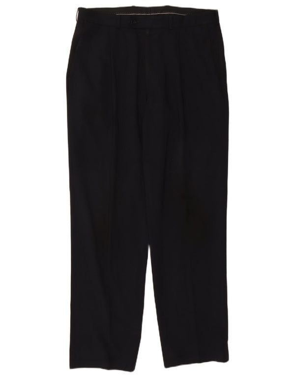 Marks & Spencer Herren-Anzughose mit Pegged-Anzug, W34, L31, marineblaues Polyester
