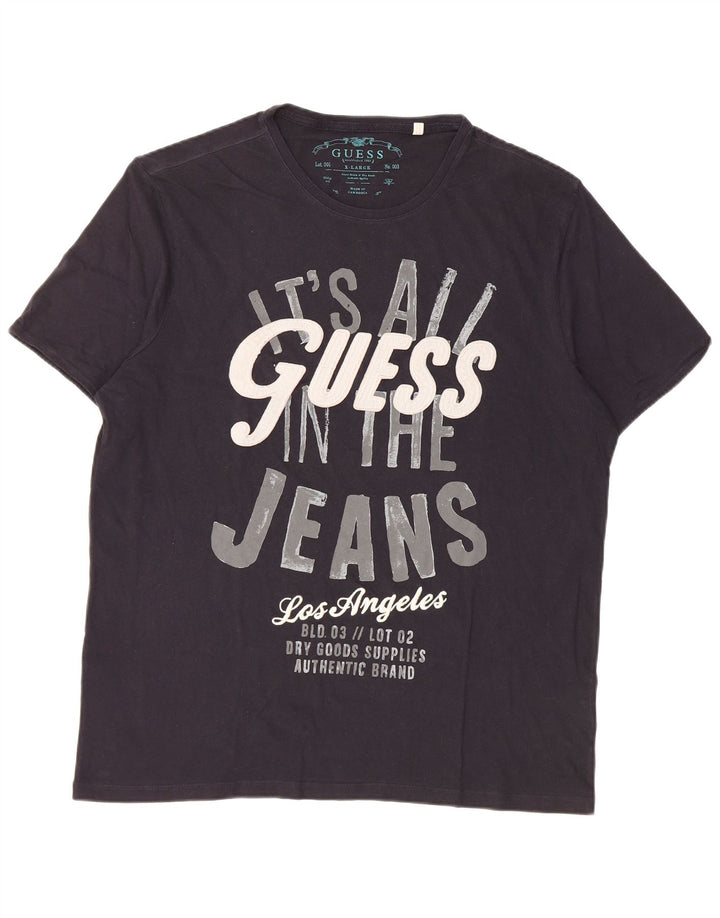 Guess Herren-T-Shirt mit Grafik, XL, Marineblau, Baumwolle