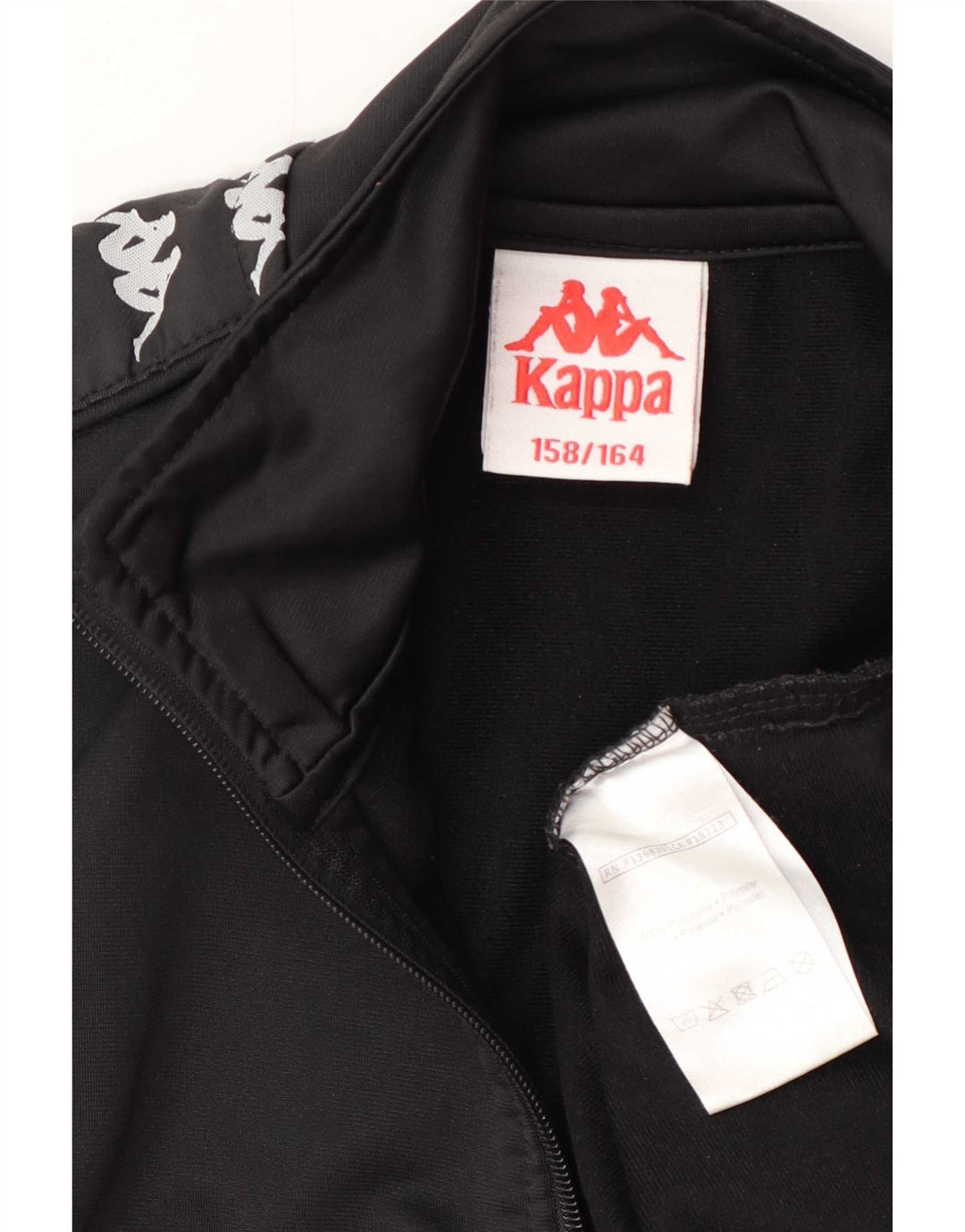 Kappa Jungen Grafik-Trainingsanzugoberteil, 13–14 Jahre, schwarzes Polyester
