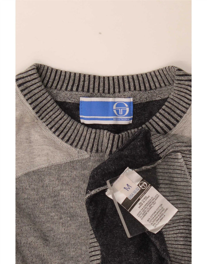 Sergio Tacchini Herren-Pullover mit Rundhalsausschnitt, Mittelgrau, Farbblock