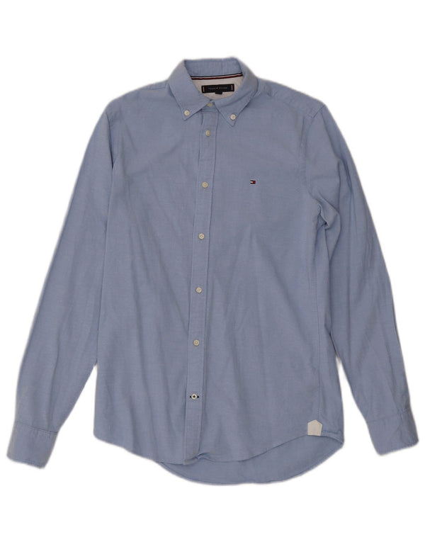 Tommy Hilfiger Herren-Slim-Fit-Hemd, klein, aus blauer Baumwolle