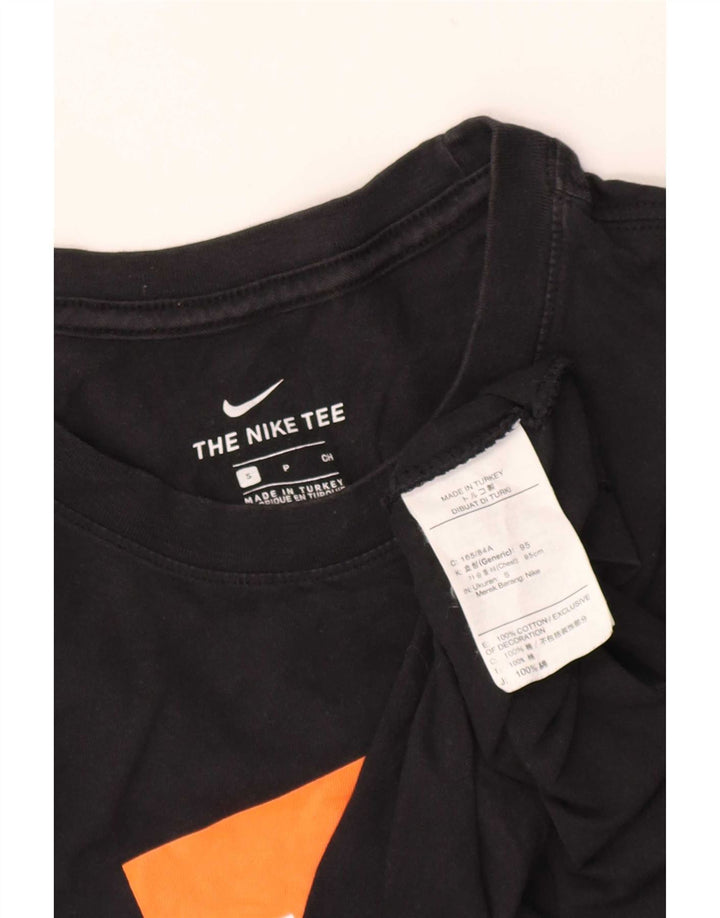Nike Herren-Grafikoberteil mit langen Ärmeln, Größe S, schwarze Baumwolle