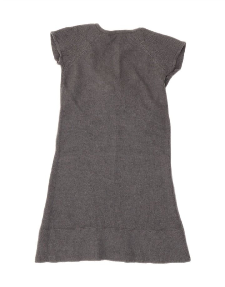 Zara Damen-Pulloverkleid mit Bindeband vorne, Gr. 8, Größe S, graue Wolle
