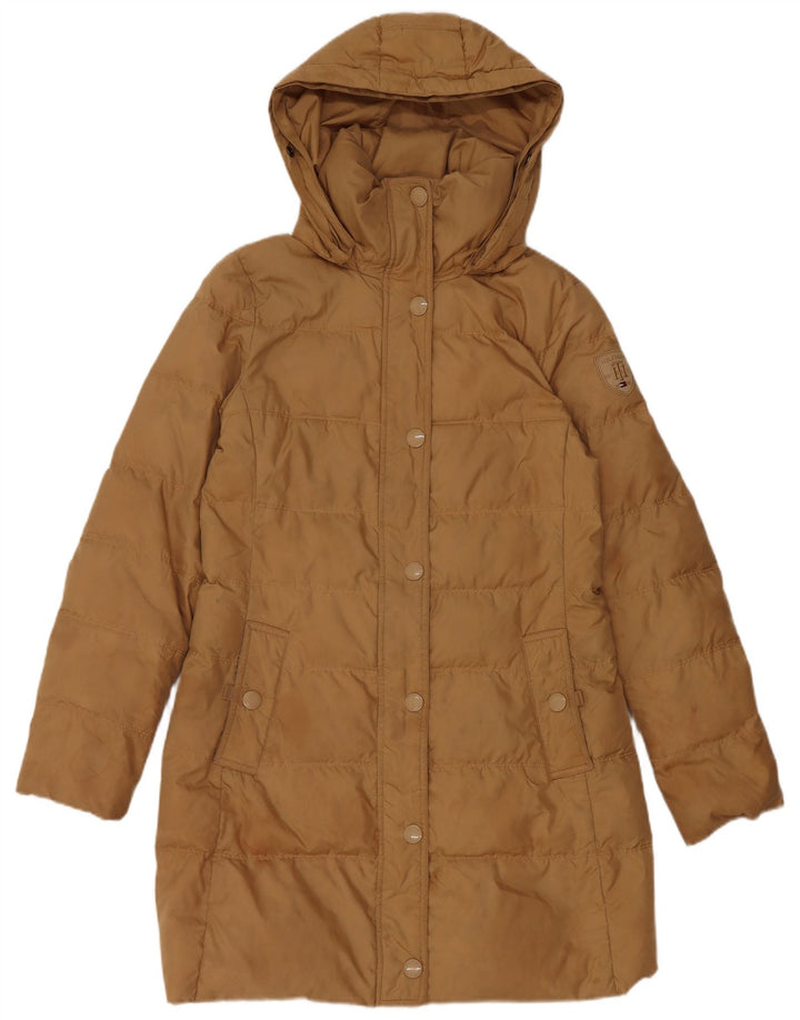 Tommy Hilfiger Wattierter Damenmantel mit Kapuze, UK 10, Größe S, braun, Polyester