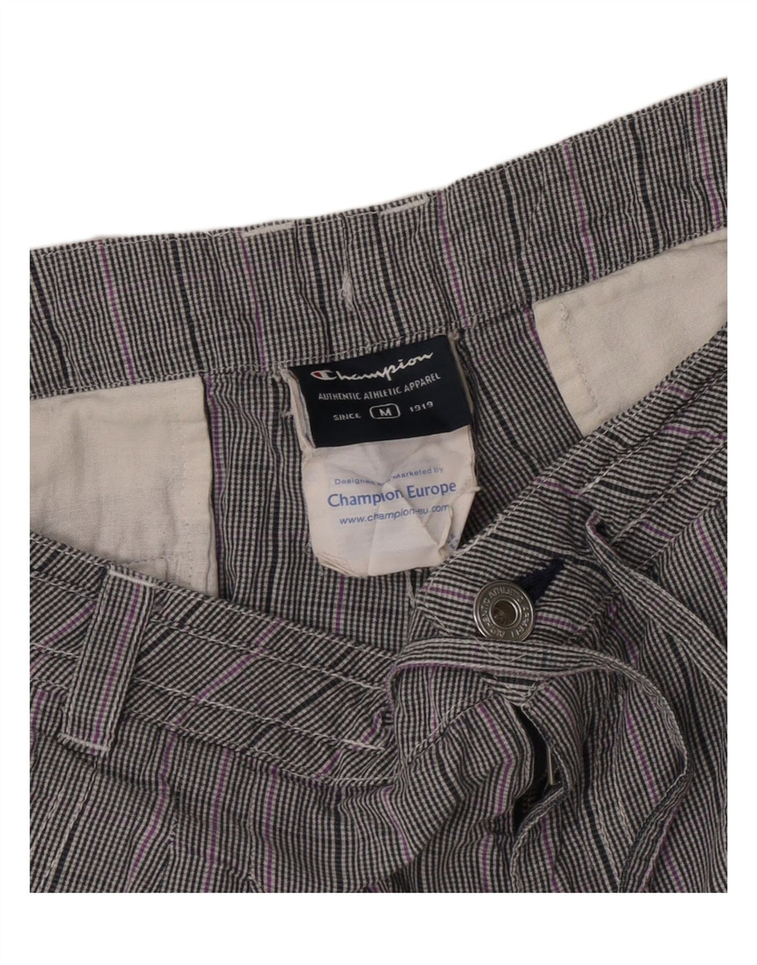 Champion Womens Casual Shorts Medium W30 Grau karierte Baumwolle