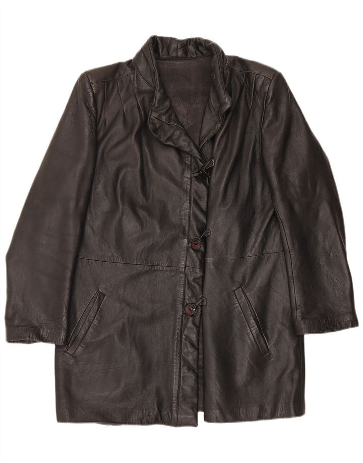 Vintage Damen Ledermantel IT 46 Großes schwarzes Leder