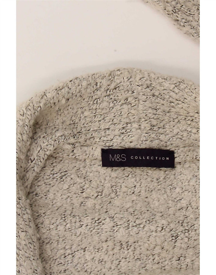 Marks & Spencer Damen Crop Open Cardigan Pullover UK 14 Mittelgrau meliert