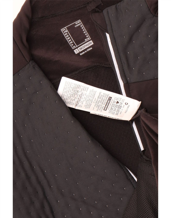 DECATHLON Herren-Trainingsanzug-Oberteil, mittelbraunes Farbblock-Polyester