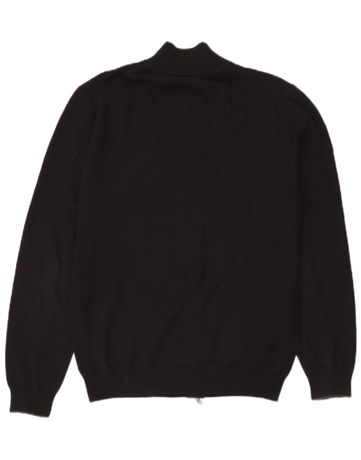 Massimo Dutti Herren-Cardigan mit durchgehendem Reißverschluss, groß, aus schwarzer Baumwolle