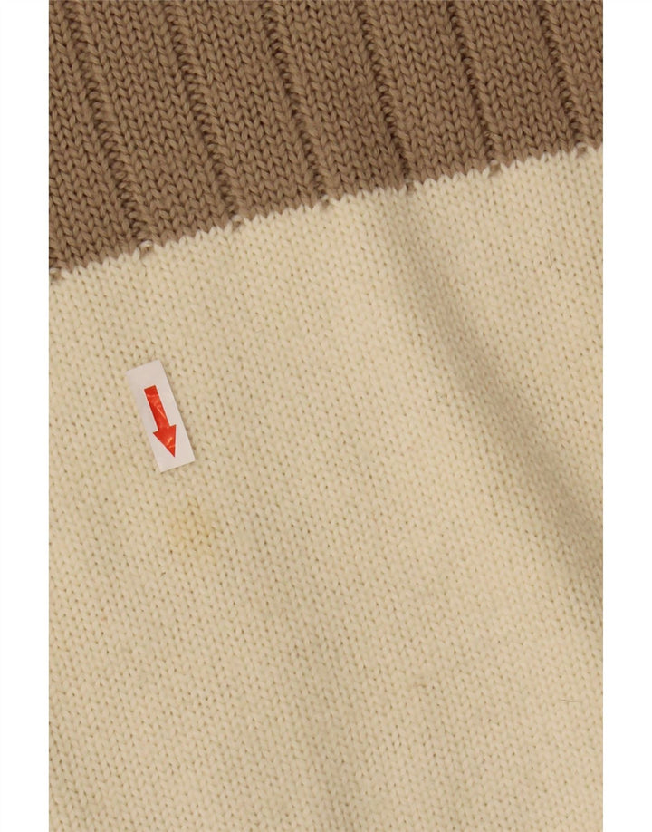 Paul Smith Herren-Pullover mit Rundhalsausschnitt, groß, beige, Colourblock-Wolle