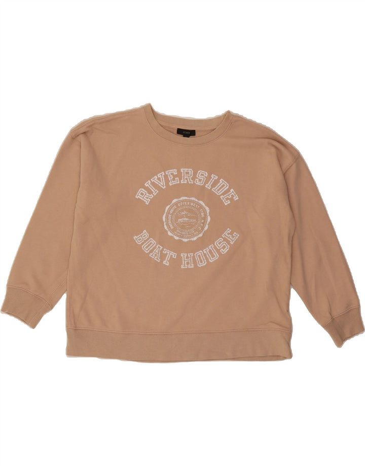J. CREW Womens Oversized Graphic Sweatshirt Jumper UK 10 Small Beige Vintage J. Crew and Second-Hand J. Crew from Messina Hembry 