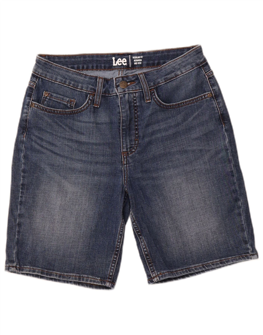 LEE Damen-Bermuda-Jeansshorts mit mittlerer Leibhöhe, normal, US 10, Größe L, W28, Blau