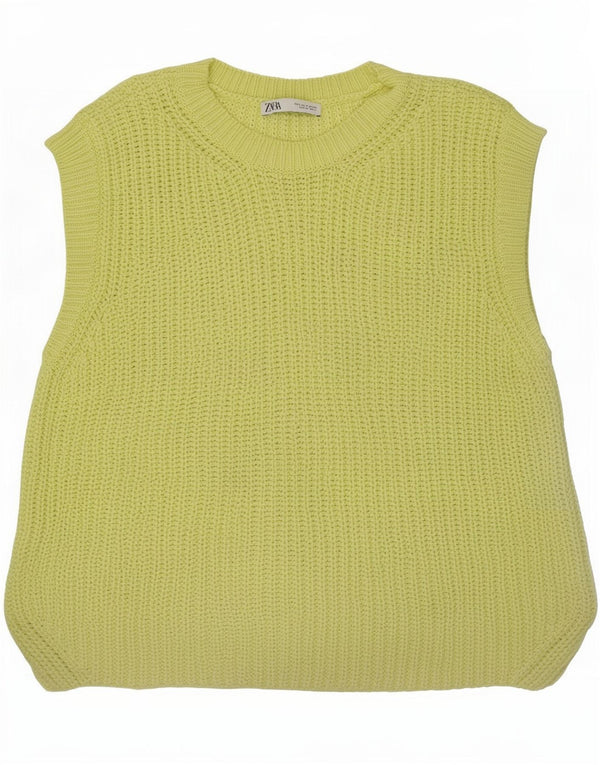Zara Damen-Oversize-Tanktop aus Baumwolle, Gr. 10, Größe S, Gelb