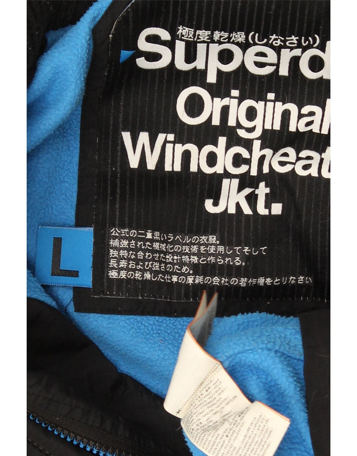 Superdry Herren Windcheater Kapuzen-Windjacke UK 40 Large Schwarz