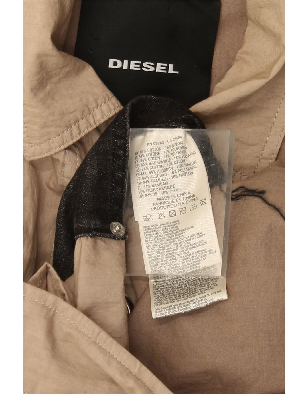Diesel Damen Trenchcoat UK 40 Large Beige Baumwolle