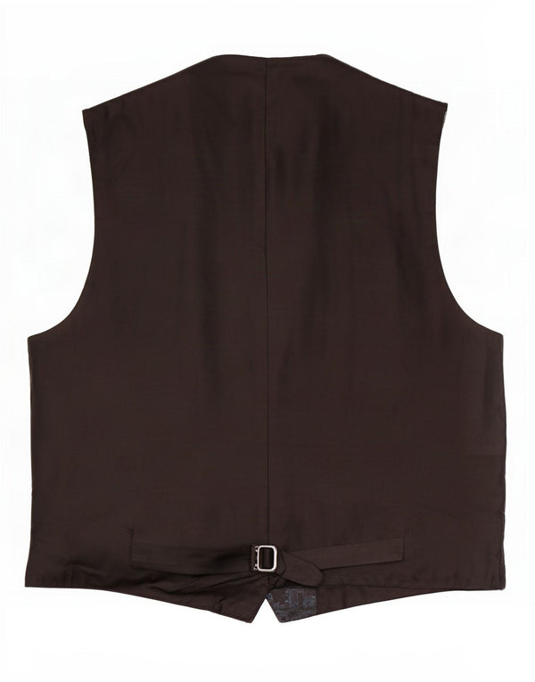 Vintage Mens Graphic Waistcoat Large Black Polyester