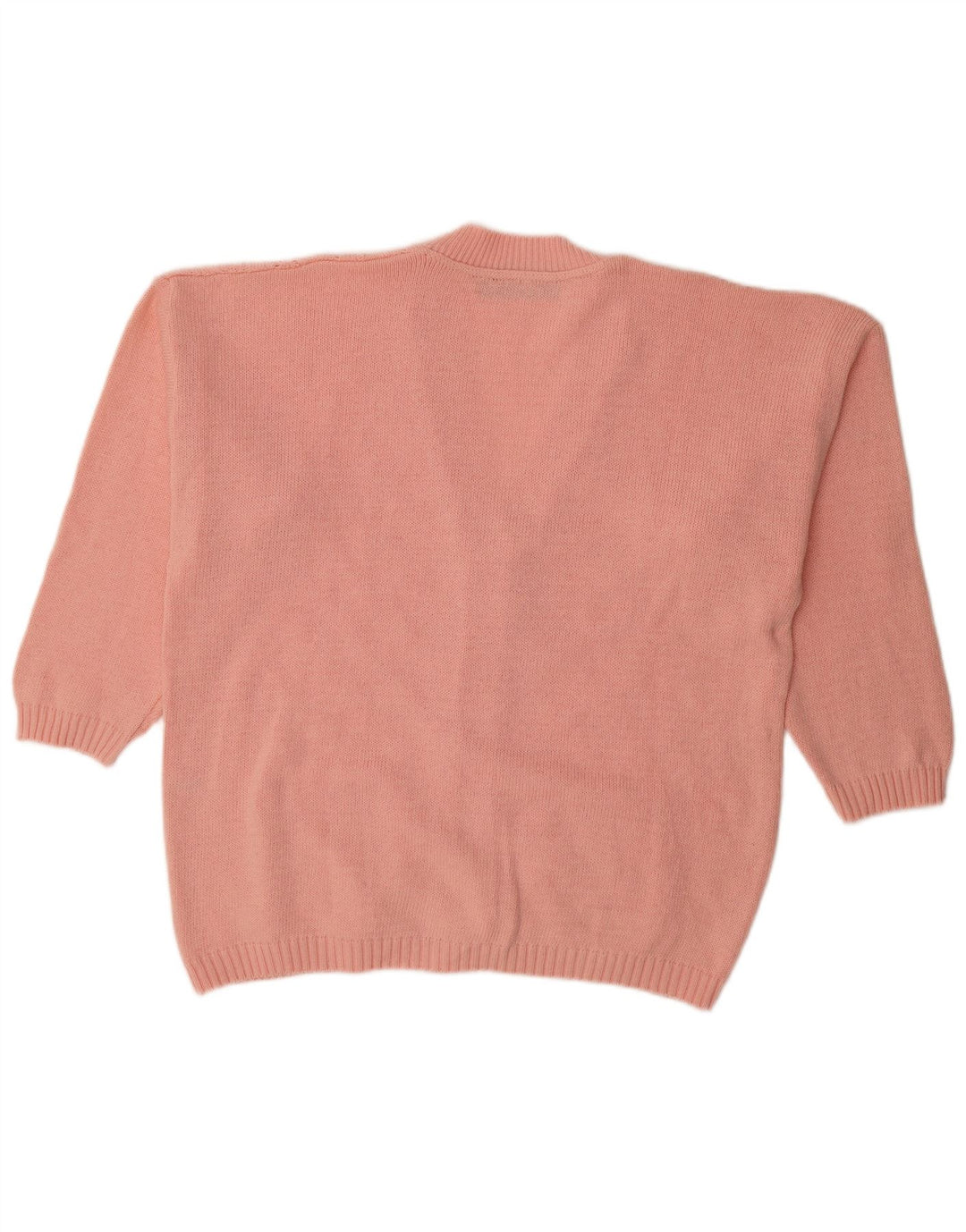 Vintage Damen Oversized Cardigan Pullover UK 16 Große rosa Baumwolle