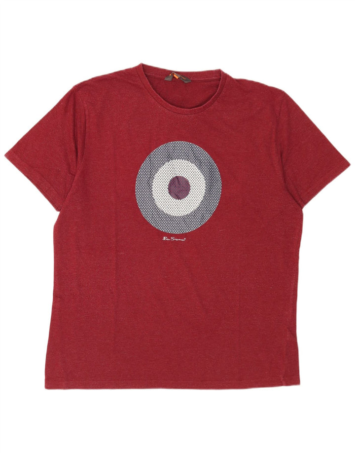 Ben Sherman Herren-T-Shirt mit Grafik, Größe L, aus roter Baumwolle