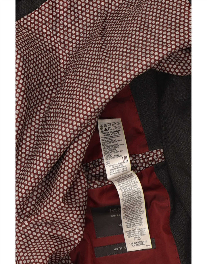 Marks & Spencer Herren-Blazer mit 2 Knöpfen, schmale Passform, UK 38, Mittelgrau