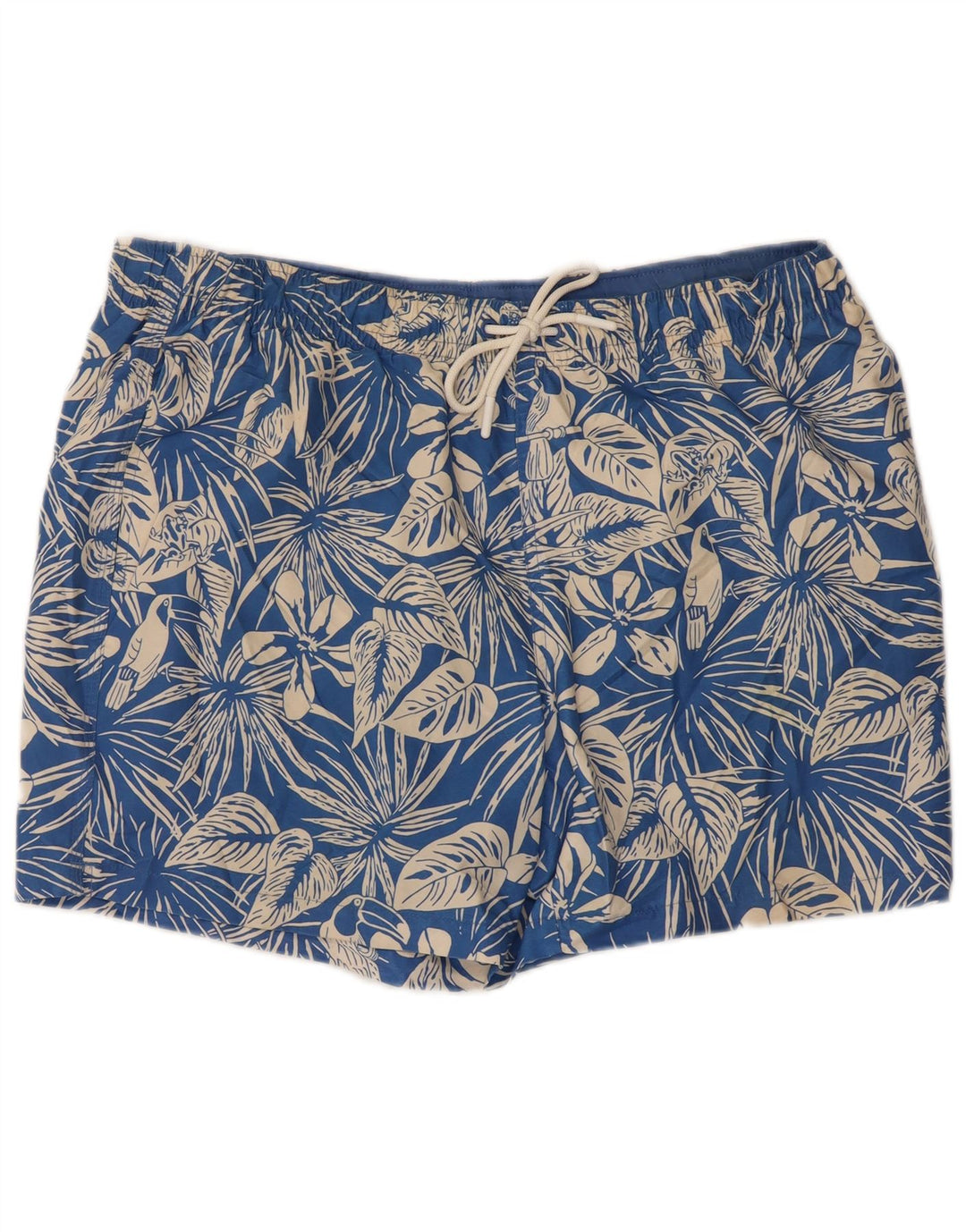 Marks & Spencer Herren-Badeshorts, groß, aus Polyester mit blauem Blumenmuster