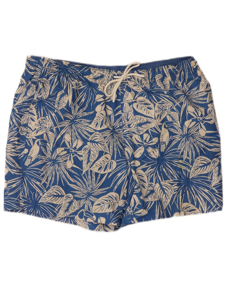 Marks & Spencer Herren-Badeshorts, groß, aus Polyester mit blauem Blumenmuster