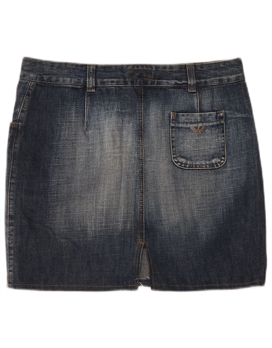 Armani Damen Indigo-Jeansrock IT 44 Medium W32 Marineblaue Baumwolle