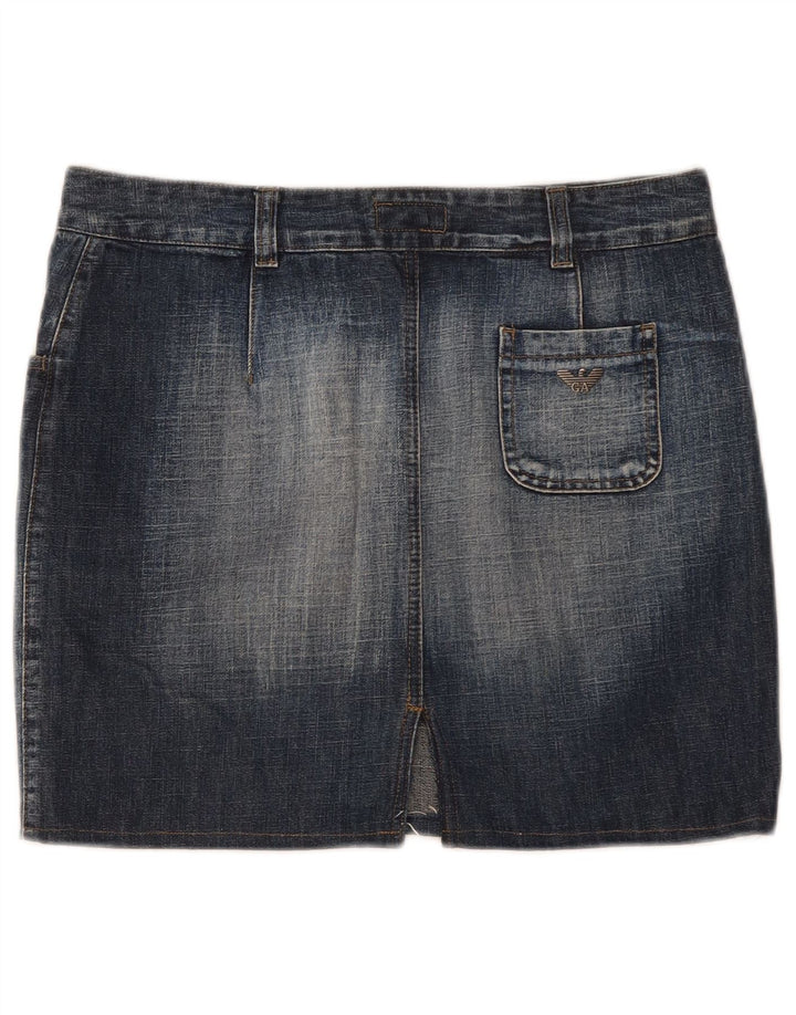 Armani Damen Indigo-Jeansrock IT 44 Medium W32 Marineblaue Baumwolle