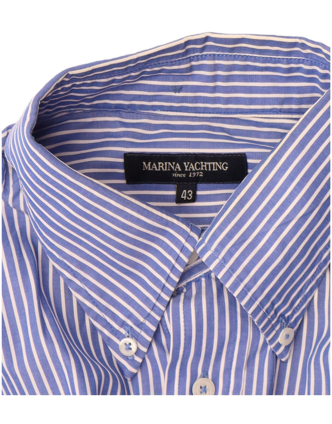 Marina Yachting Herrenhemd, Größe 43, groß, blauer Nadelstreifen
