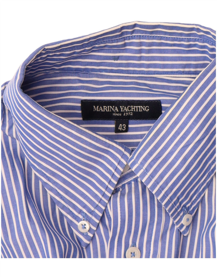Marina Yachting Herrenhemd, Größe 43, groß, blauer Nadelstreifen