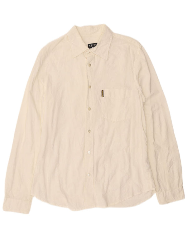 Armani Jeans Herrenhemd Medium Off White Cotton