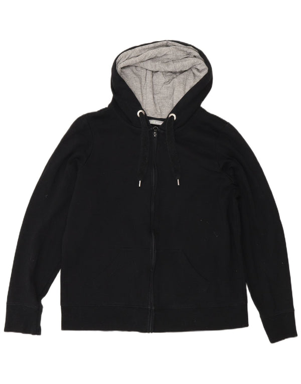 Marks & Spencer Damen Kapuzenpullover mit normaler Passform und Reißverschluss, Gr. 16, Schwarz