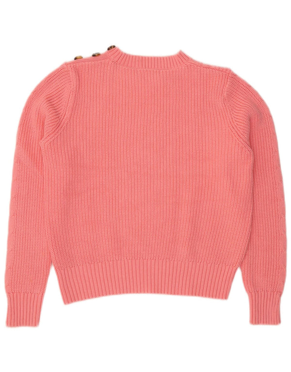 Marks & Spencer Damen Crop Pullover mit Rundhalsausschnitt, UK 14, Mittelrosa