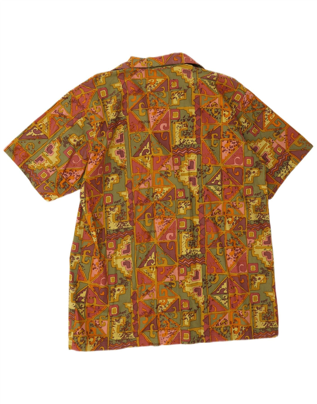 Vintage Herren Kurzarmhemd Medium Mehrfarbige geometrische Baumwolle