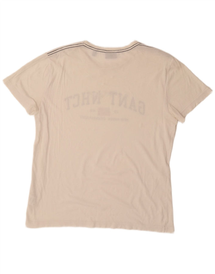 GANT Herren-T-Shirt mit Grafik, Größe L, aus weißer Baumwolle