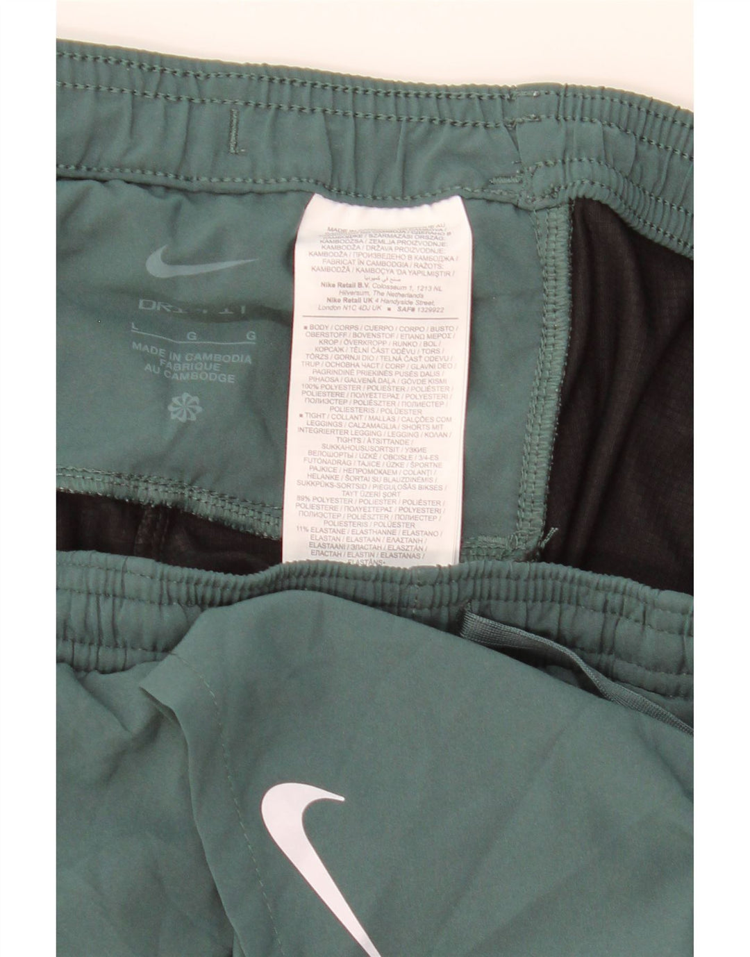Nike Herren Dri Fit Sportshorts, groß, grünes Farbblock-Polyester